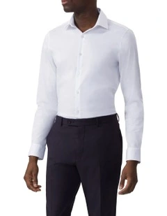 Slim Fit Plain Twill Shirt in White