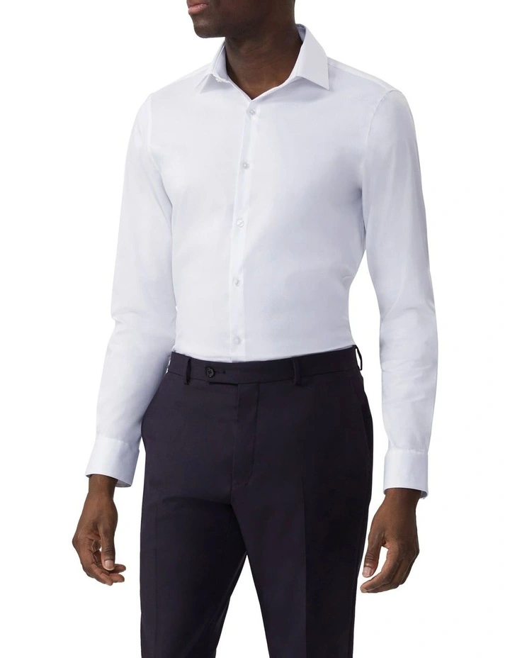 Slim Fit Plain Twill Shirt in White image 1
