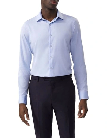Comfort Performance Slim Fit Twill Business Shirt in Sky