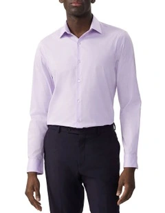 Slim Fit Plain Slub Shirt in Lilac