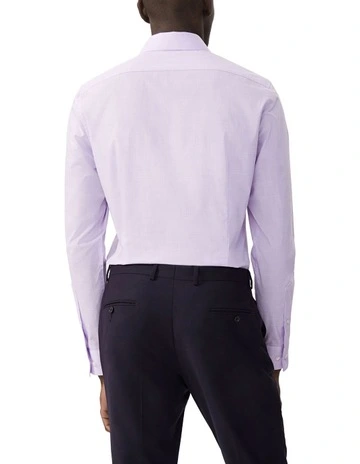 Slim Fit Plain Slub Shirt in Lilac
