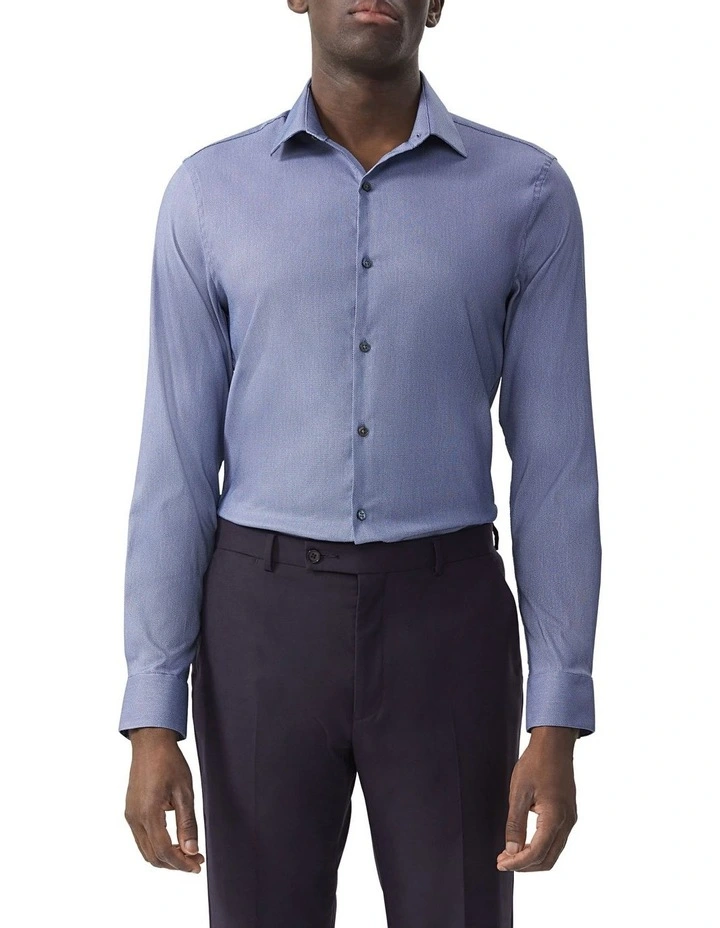 Slim Fit Dobby Textured Shirt in Navy image 1