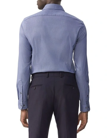 Ultra Wrinkle Free Slim Fit Dobby Business Shirt in Navy