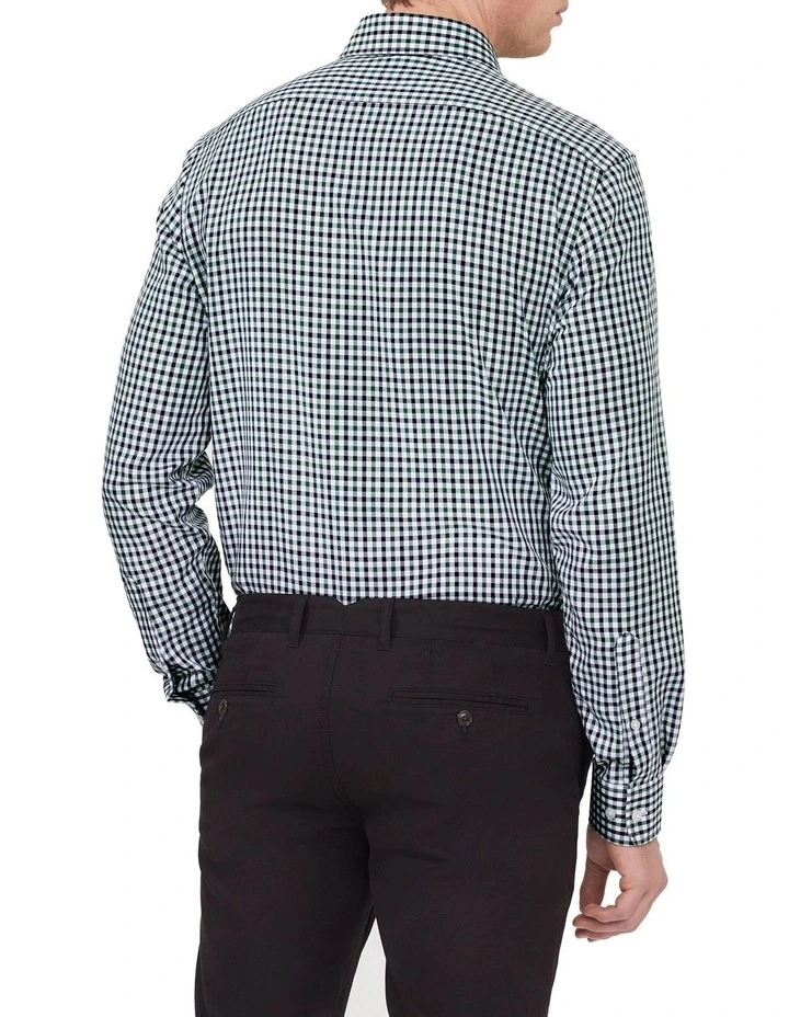 Tailored Fit Bamboo Gingham Check Shirt in Green image 2