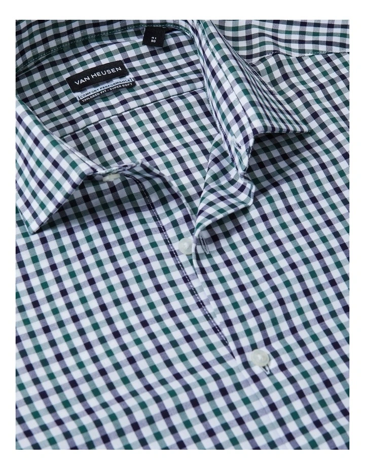 Tailored Fit Bamboo Gingham Check Shirt in Green image 3