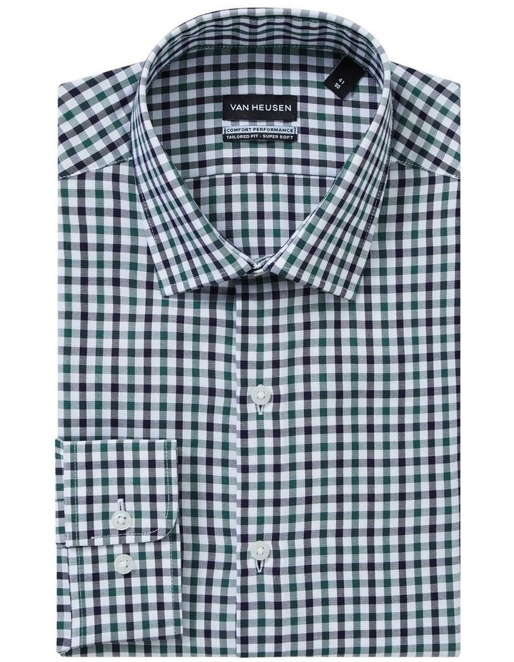 Tailored Fit Bamboo Gingham Check Shirt in Green image 4