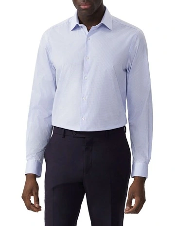 Easy Care Tailored Fit Mini Check Business Shirt in Lilac