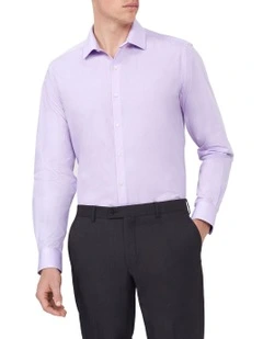 Tailored Fit Mini Poplin Check Shirt in Lilac