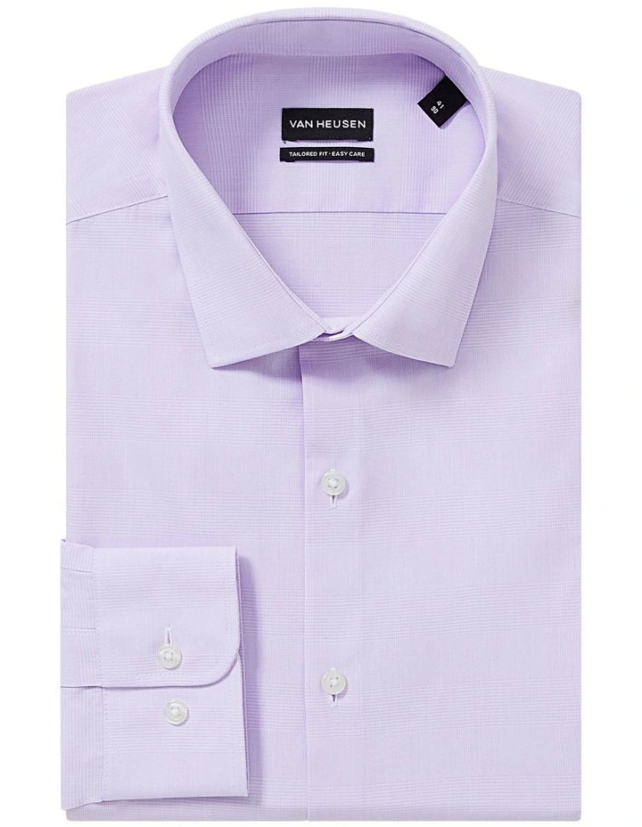 Tailored Fit Mini Poplin Check Shirt in Lilac image 4