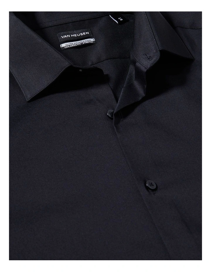 Tailored Fit Plain Twill Shirt in Black image 4