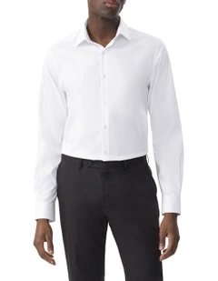 Tailored Fit Plain Twill Shirt in White