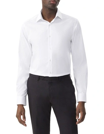 Ultra Wrinkle Free Tailored Fit Twill Business Shirt in White
