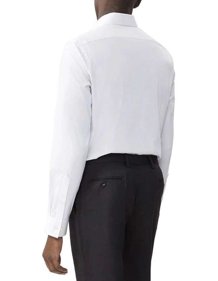 Tailored Fit Plain Twill Shirt in White image 2
