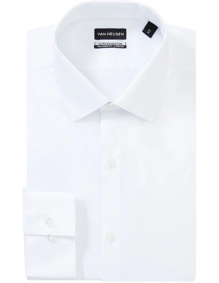 Tailored Fit Plain Twill Shirt in White image 3
