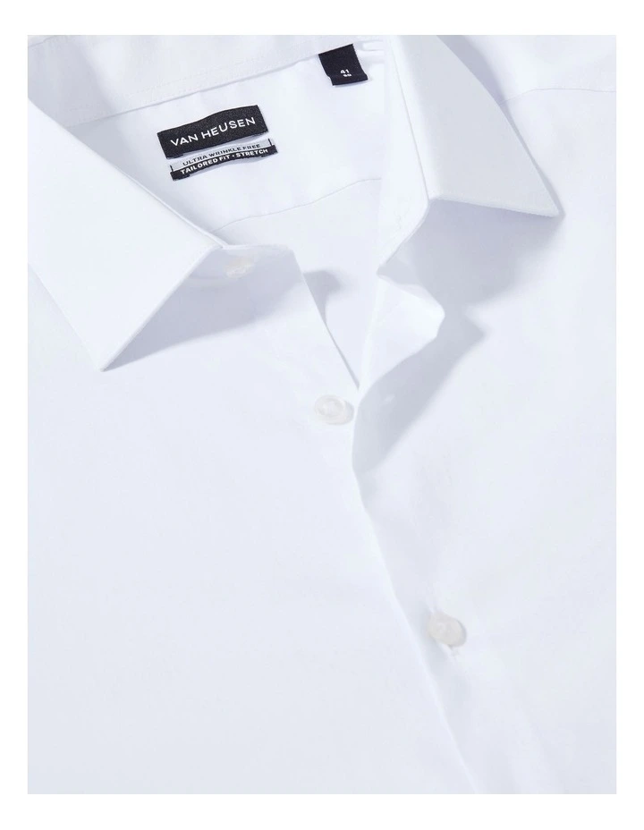 Tailored Fit Plain Twill Shirt in White image 4