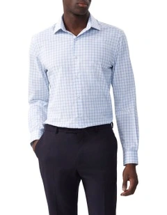 Tailored Fit Mid Check Shirt in Blue