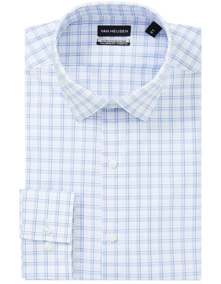 Tailored Fit Mid Check Shirt in Blue image 3