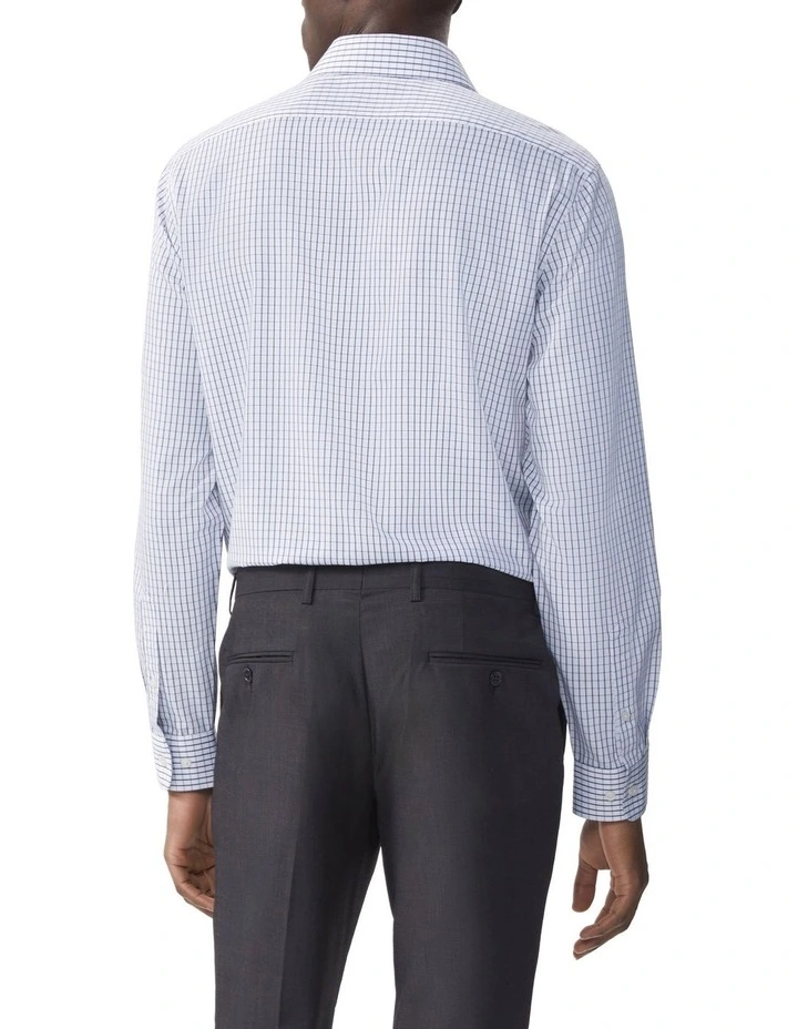 Tailored Fit Dobby Check Shirt in Blue image 2