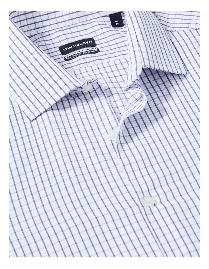 Tailored Fit Dobby Check Shirt in Blue image 3
