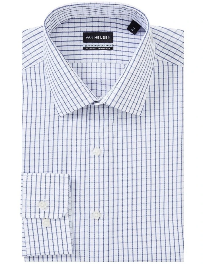 Tailored Fit Dobby Check Shirt in Blue image 4