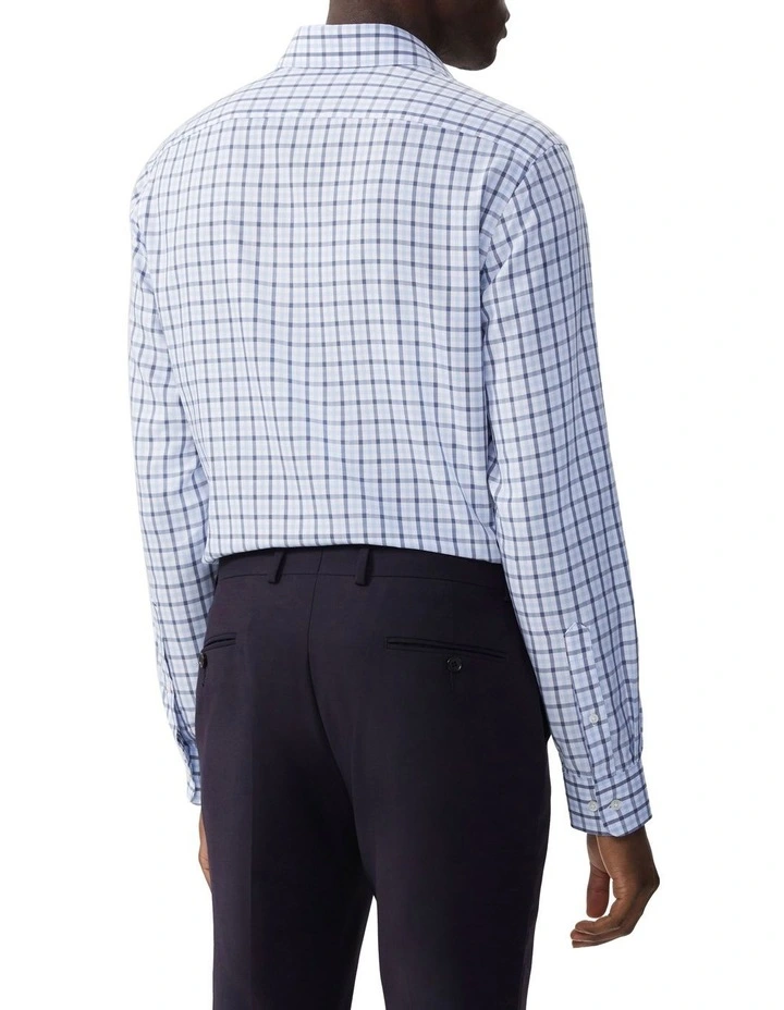 Tailored Long Sleeve 2 Col Bamboo Gingham Check Shirt in Sky image 2