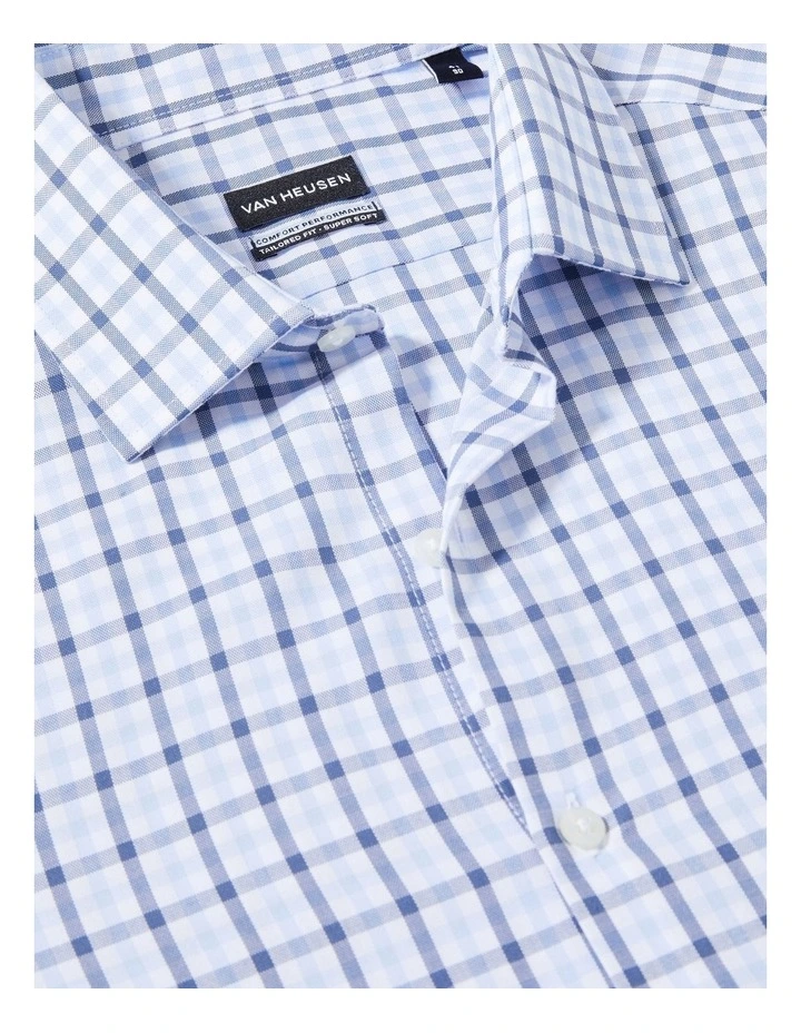Tailored Long Sleeve 2 Col Bamboo Gingham Check Shirt in Sky image 3