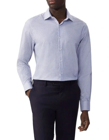 Easy Care Tailored Fit Twill Business Shirt in Navy