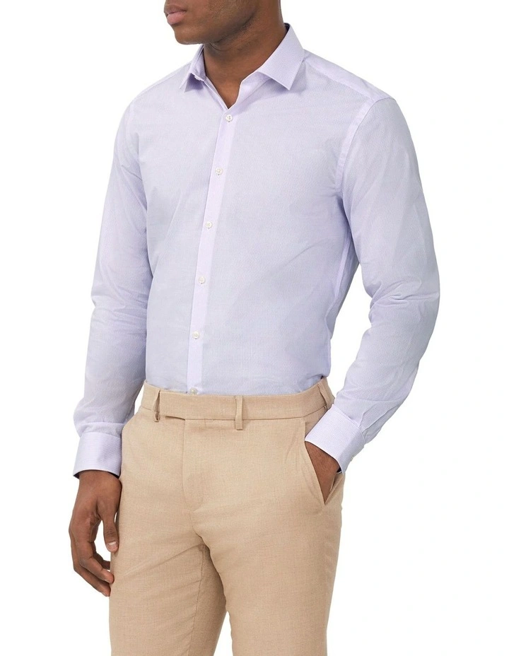Tailored Fit Dobby Stripe Shirt in Lilac image 1
