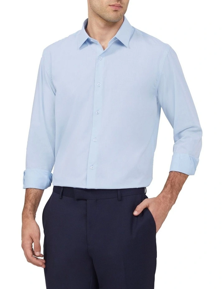 Diagonal Twill Tailored Long Sleeve Shirt in Sky image 1