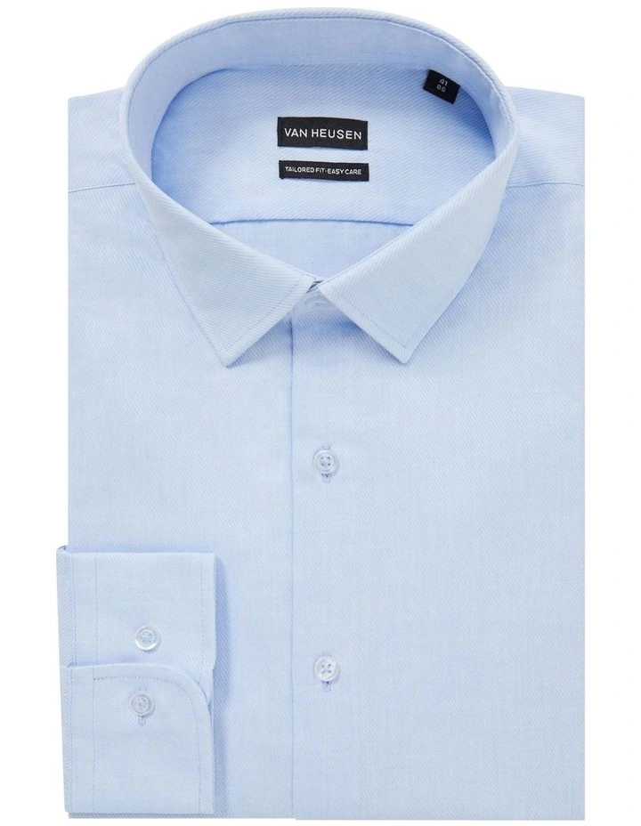 Diagonal Twill Tailored Long Sleeve Shirt in Sky image 4