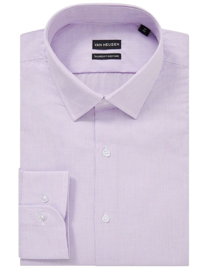 Tailored Mini Check Long Sleeve Shirt in Lilac image 4