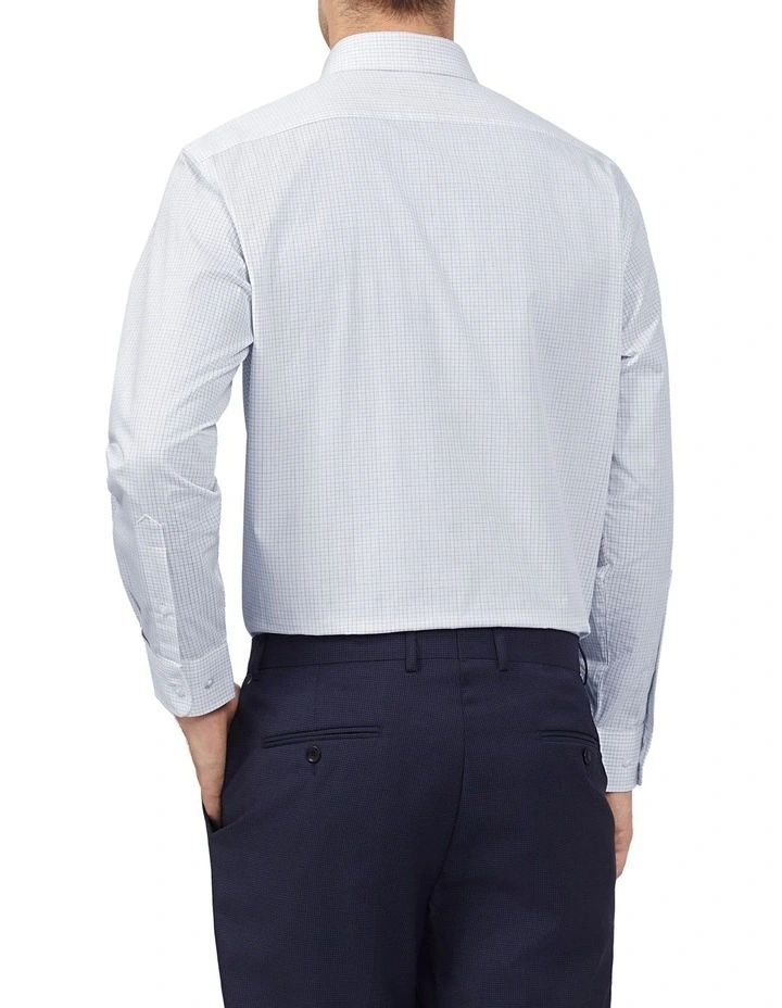 Tailored Long Sleeve Check Shirt in Blue image 2