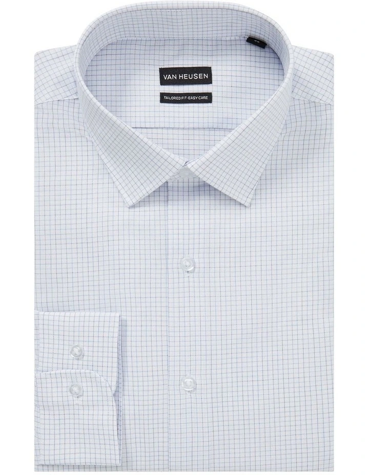 Tailored Long Sleeve Check Shirt in Blue image 3