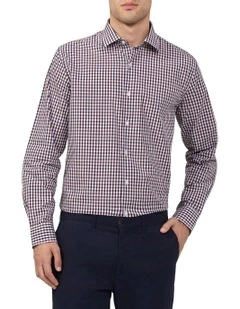 Tailored Gingham Check Long Sleeve Shirt in Red
