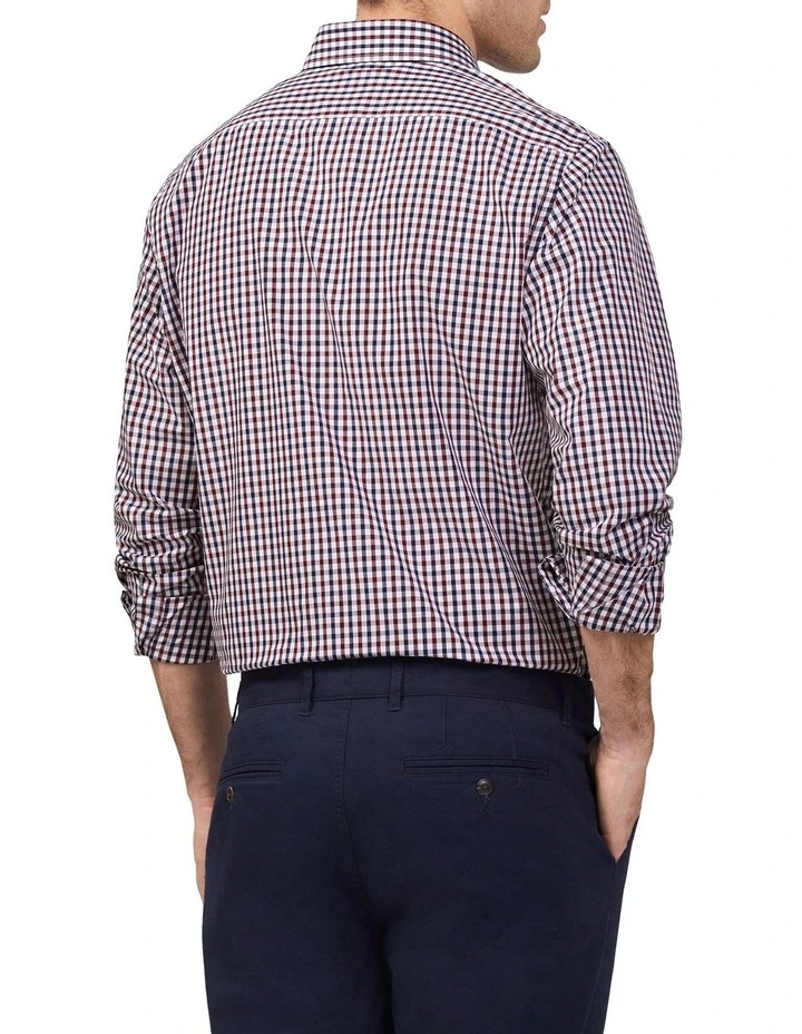 Tailored Gingham Check Long Sleeve Shirt in Red image 2
