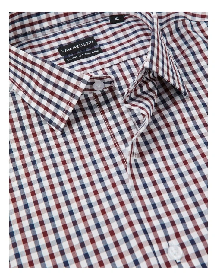 Tailored Gingham Check Long Sleeve Shirt in Red image 3
