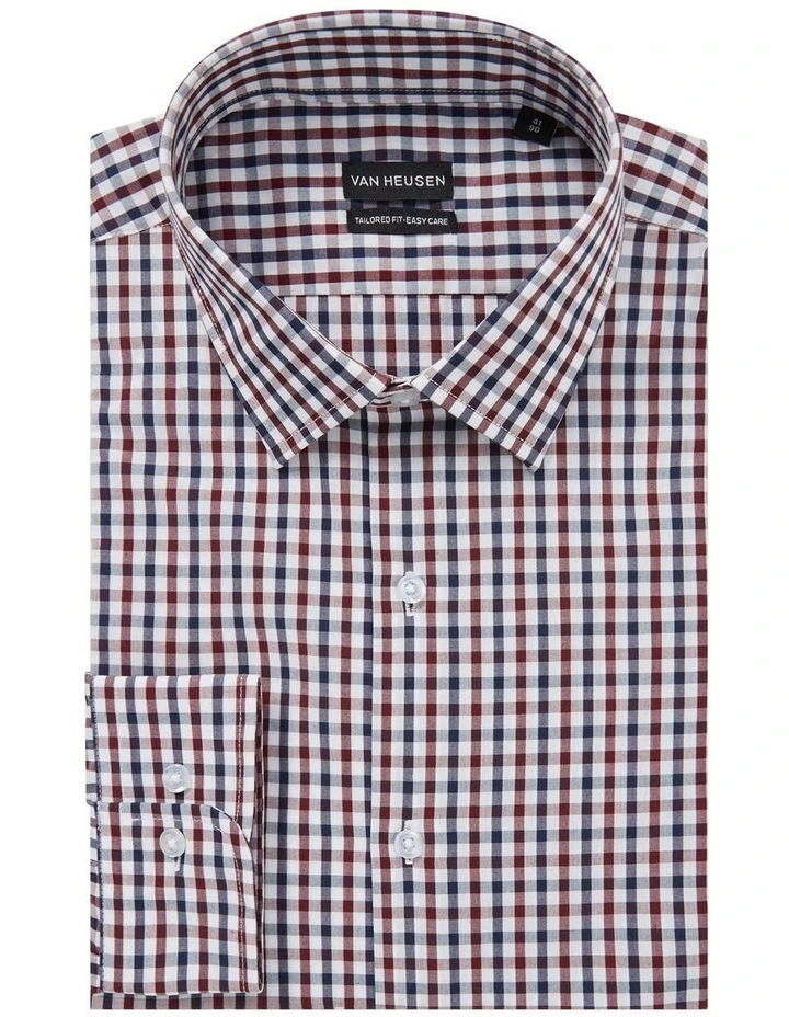 Tailored Gingham Check Long Sleeve Shirt in Red image 4