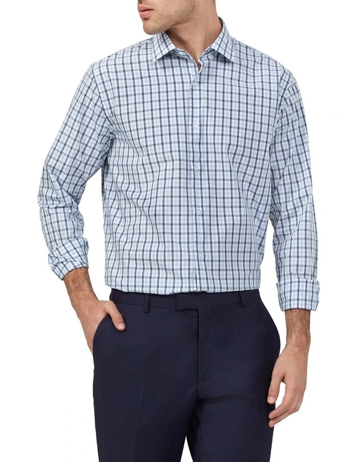 Tailored Gingham Check Long Sleeve Shirt in Sky image 1