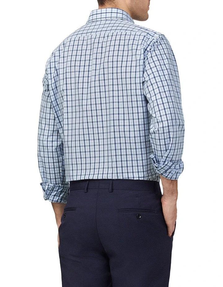 Tailored Gingham Check Long Sleeve Shirt in Sky image 2