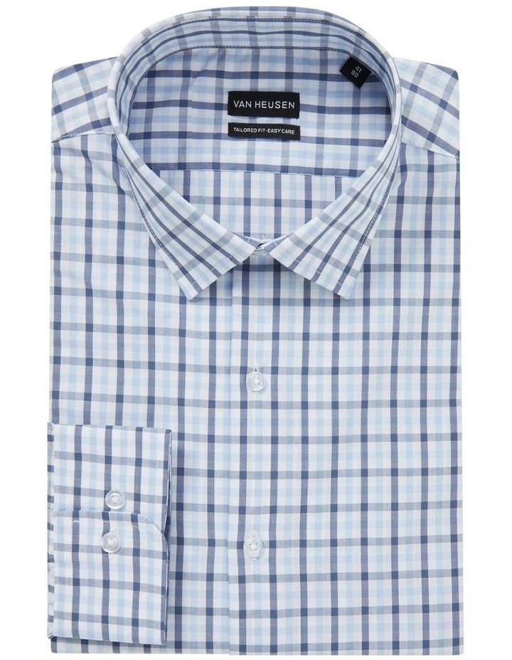Tailored Gingham Check Long Sleeve Shirt in Sky image 4