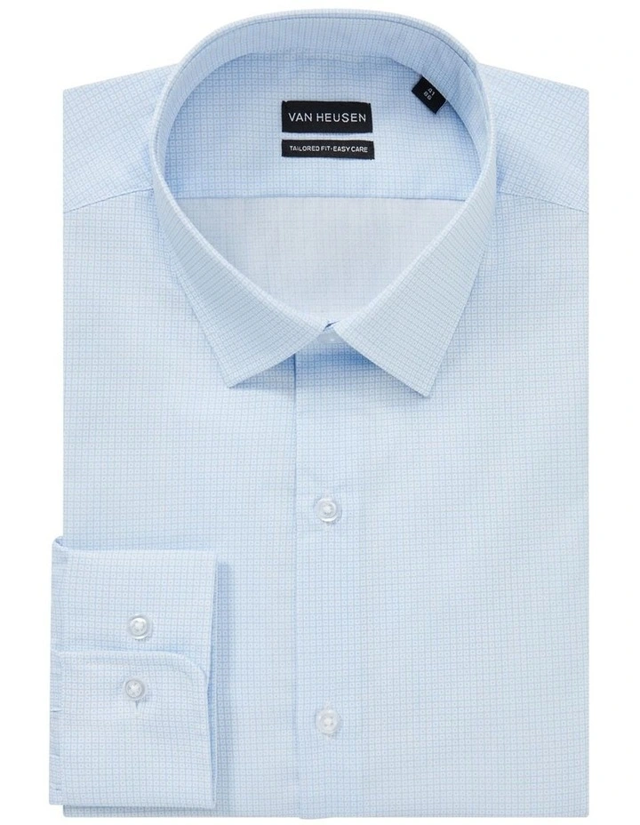 Tailored Square Print Long Sleeve Shirt in Sky image 2