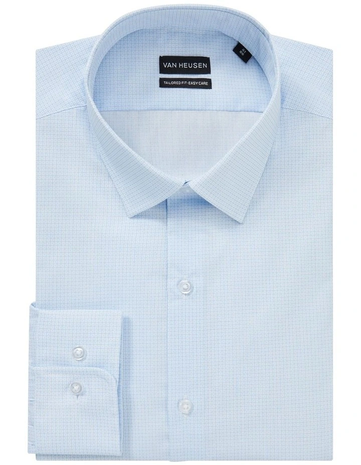 Tailored Square Print Long Sleeve Shirt in Sky image 3