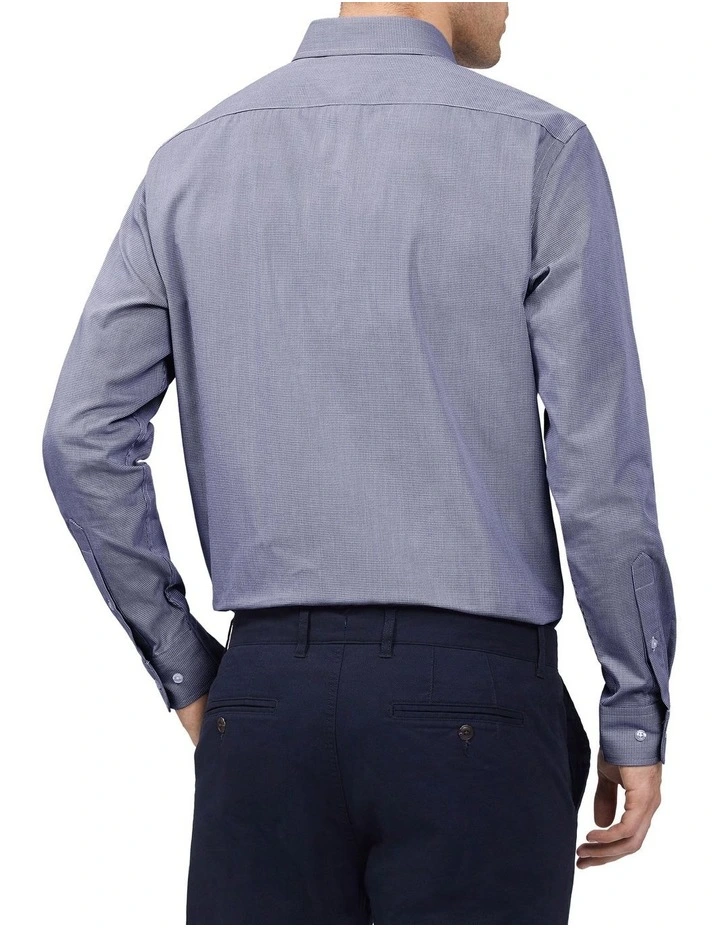 Tailored Herringbone Long Sleeve Shirt in Purple image 2