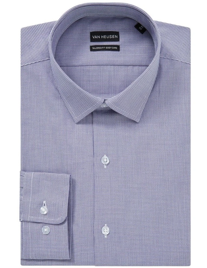 Tailored Herringbone Long Sleeve Shirt in Purple image 3