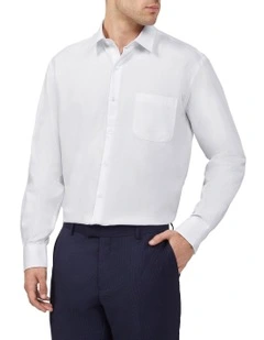Classic 2 Col Mid Check Long Sleeve Shirt in White