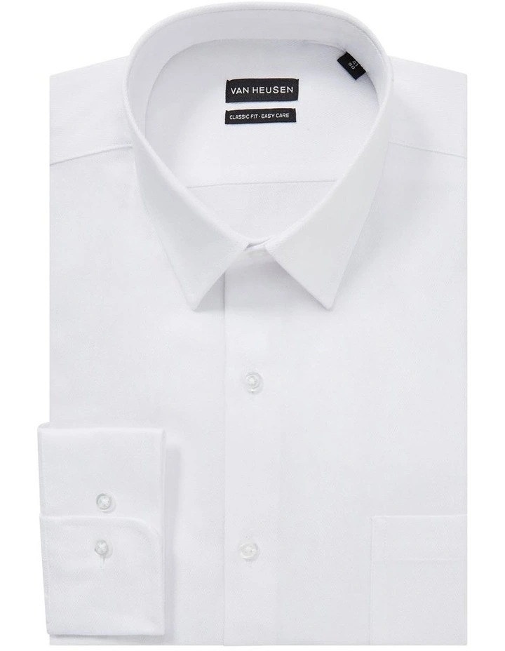 Classic 2 Col Mid Check Long Sleeve Shirt in White image 2