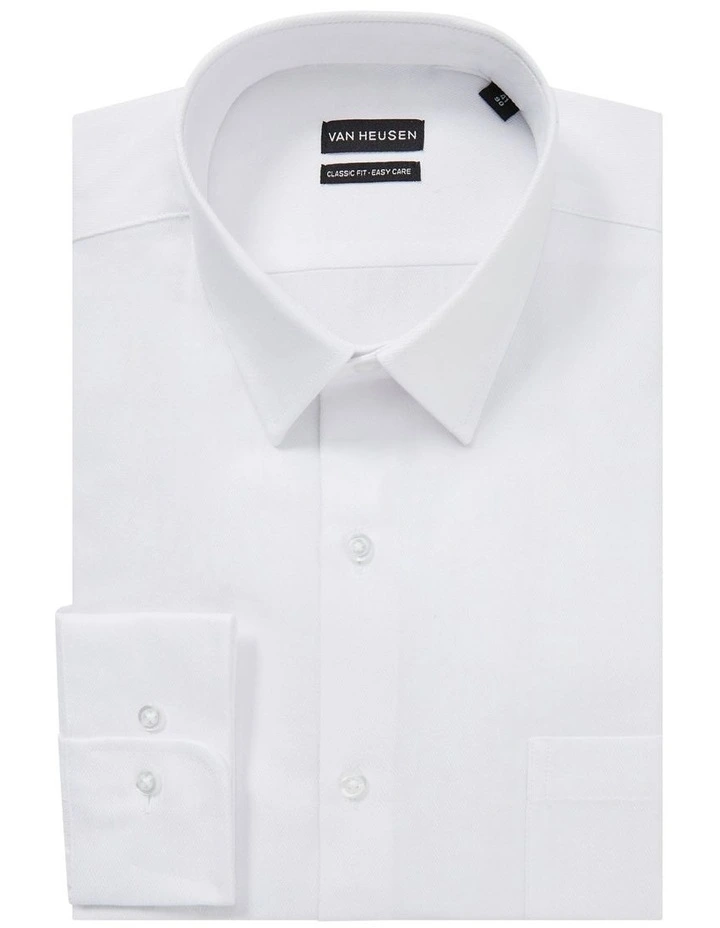 Classic 2 Col Mid Check Long Sleeve Shirt in White image 3
