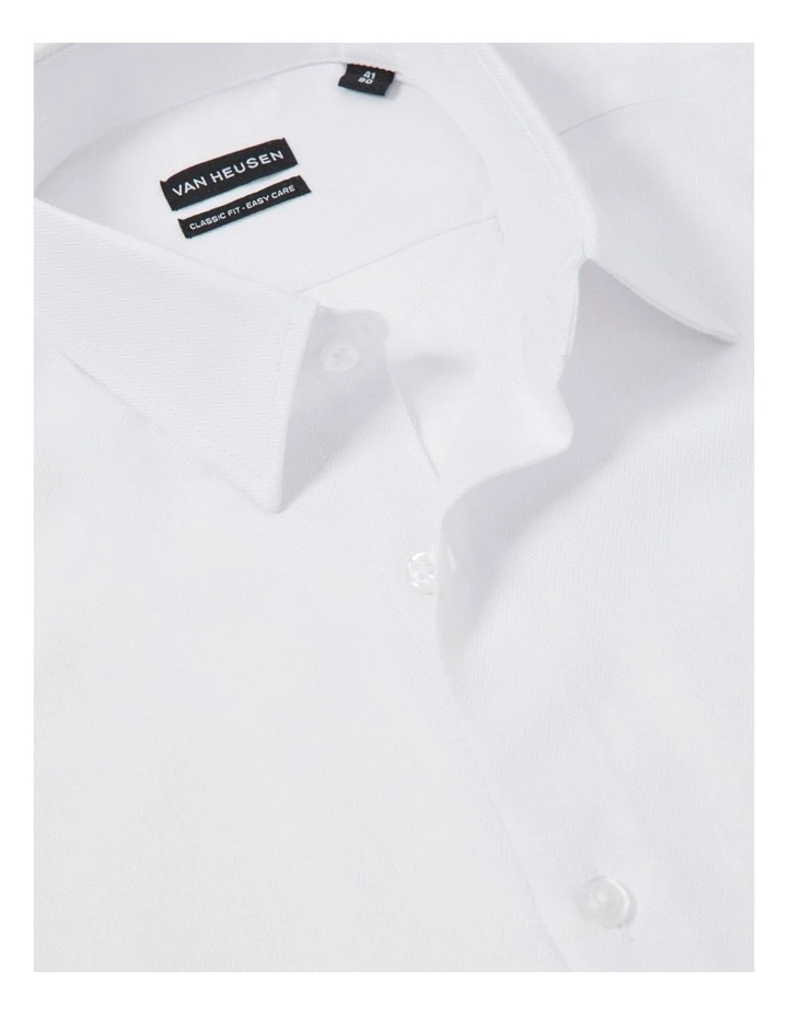 Classic 2 Col Mid Check Long Sleeve Shirt in White image 4