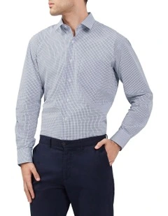 Classic Mid Check Long Sleeve Shirt in Navy