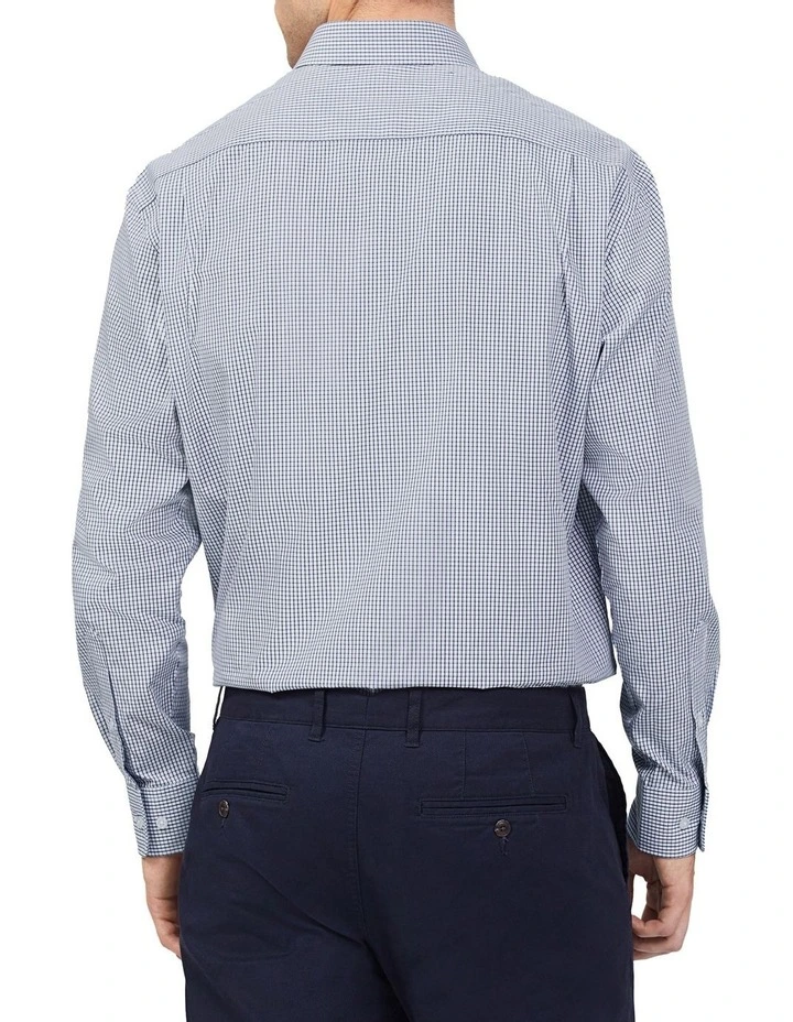 Classic Mid Check Long Sleeve Shirt in Navy image 2
